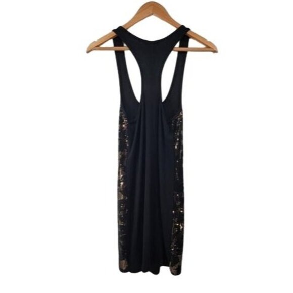 Express Women's Black & Gold Sequin Racerback Tank Dress Small - Picture 2 of 6